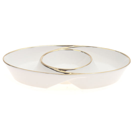 Portion Dish with Base – Gold Rimmed (7801-GOLD)