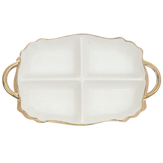 Portion Dish with Base – Gold Rimmed 7801