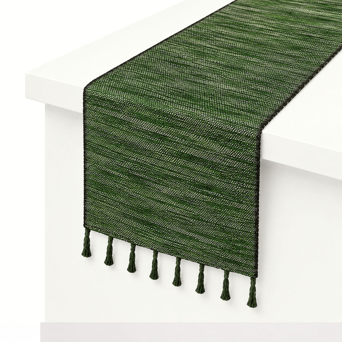 Green Texture Woven Table Runner – 14 x 72 Inches