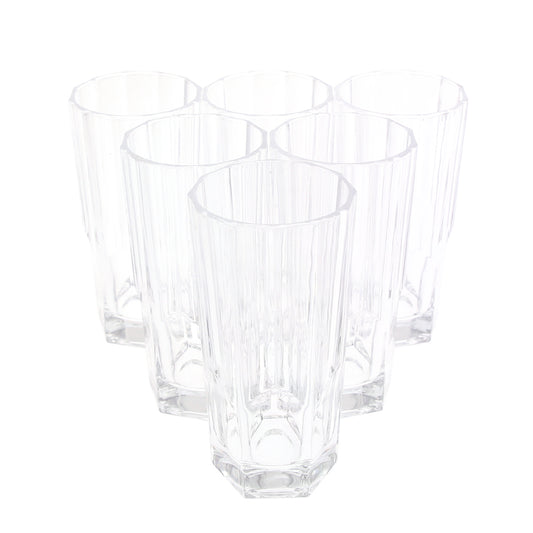 6PCS Glass Set – 328ml | Premium Octagon Cut Drinking Glasses