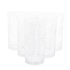 6PCS Glass Set – 400ml | Tall Grid Pattern Drinking Glasses