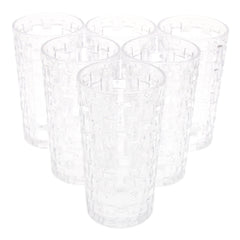 6PCS Glass Set – 400ml | Clear Drinking Glasses with Modern Weave Texture