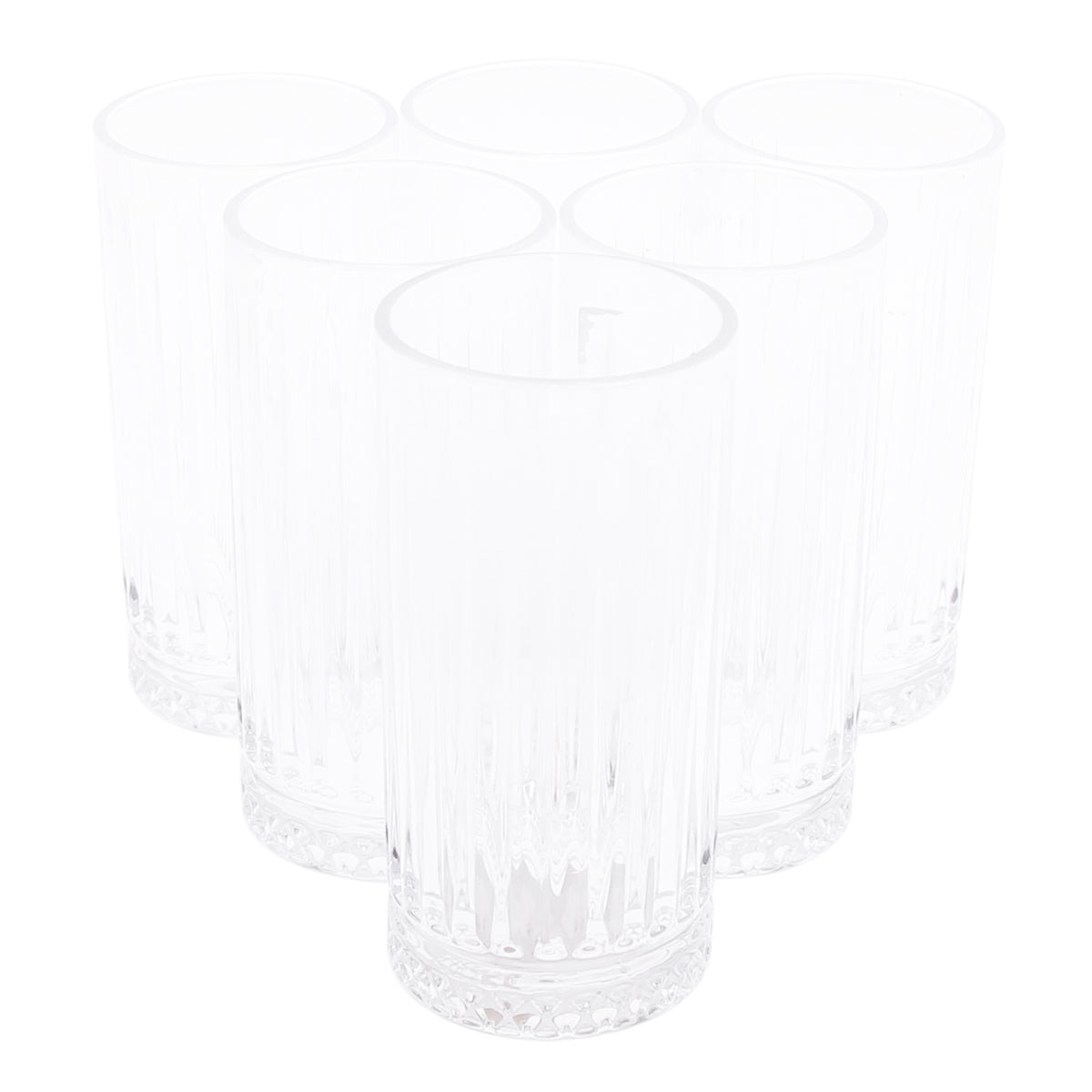 6PCS Glass Set – 285ml | Ribbed Clear Drinking Glasses for Everyday Elegance