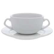 Porcelain Soup Cup with Saucer – Essence White Ribbed Design, Durable & Elegant Tableware - Habitt