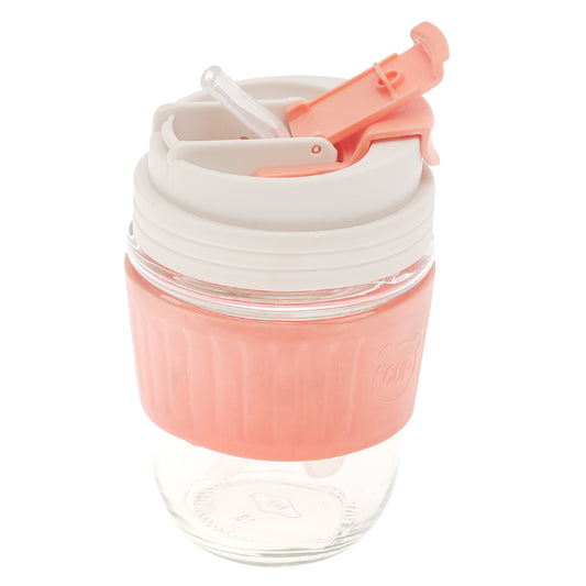 Silicone Grip Glass Cup – Pink