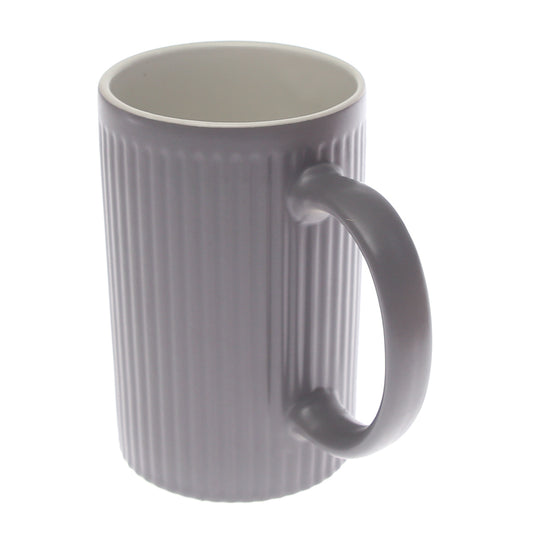 Ceramic Coffee Mug – Ribbed Design Grey (C357-1)