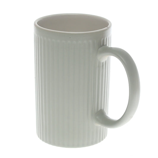 Ceramic Coffee Mug – Ribbed Design White (C357-1)