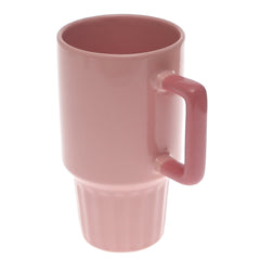 Ceramic Coffee Mug – Tall Pink Design (H2177)