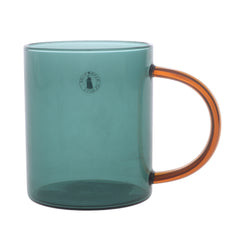 Green Transparent Glass Mug with Amber Handle