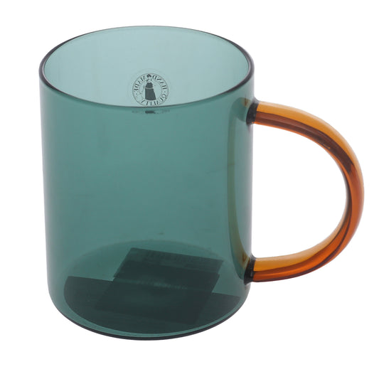 Green Transparent Glass Mug with Amber Handle