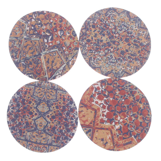 4-Piece Round Multi-Patch Coaster Set – “Mehr” Pattern