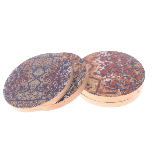 4-Piece Round Multi-Patch Coaster Set – “Mehr” Pattern