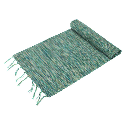 M. Green Texture Woven Table Runner 14x45" – Handcrafted Decorative Dining Table