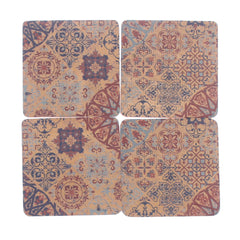 4-Piece Square Multi-Patch Coaster Set – “Mehr” Design