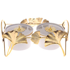 Luxury 2-Bowl Dry Fruit Dish Set with Golden Leaf Metal Stand | Elegant Decorative Serving Set (Model 16-3)