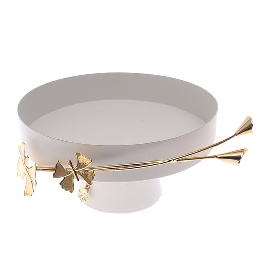Luxury Footed Bowl with Golden Leaf Detailing | Decorative Serving & Centerpiece Dish (Model 16-8)