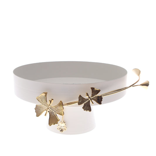 Luxury Footed Bowl with Golden Leaf Detailing | Decorative Serving & Centerpiece Dish (Model 16-8)