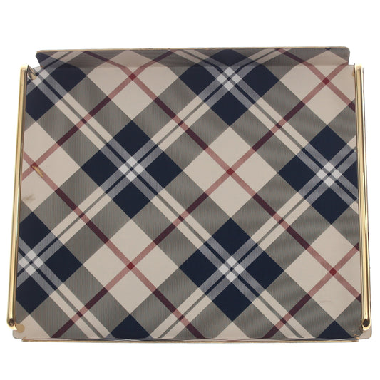 Luxury Large Leather Tray – Checkered Pattern with Gold Frame | Elegant Serving & Organizer Tray (Model 6-1)