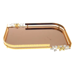 Elegant Rectangular Floral Accent Vanity Dish / Decorative Catchall Tray – Gold & Silver Details