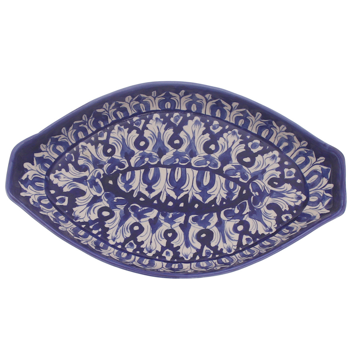 Blue Pottery Fish Platter – Handcrafted Ceramic Serving Dish (Medium)