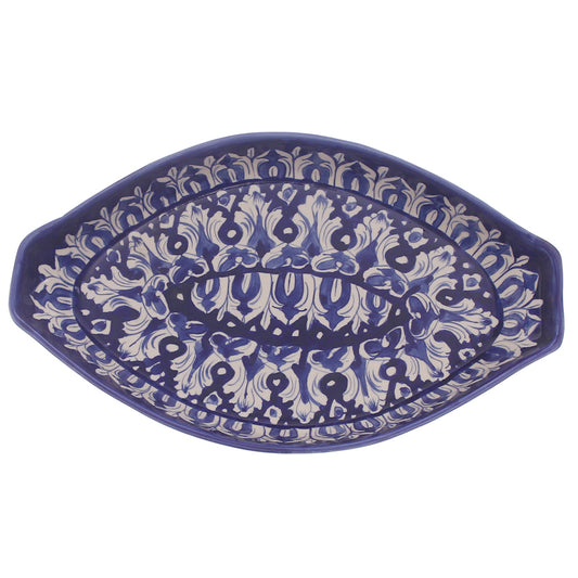Blue Pottery Fish Platter – Handcrafted Ceramic Serving Dish (Medium)