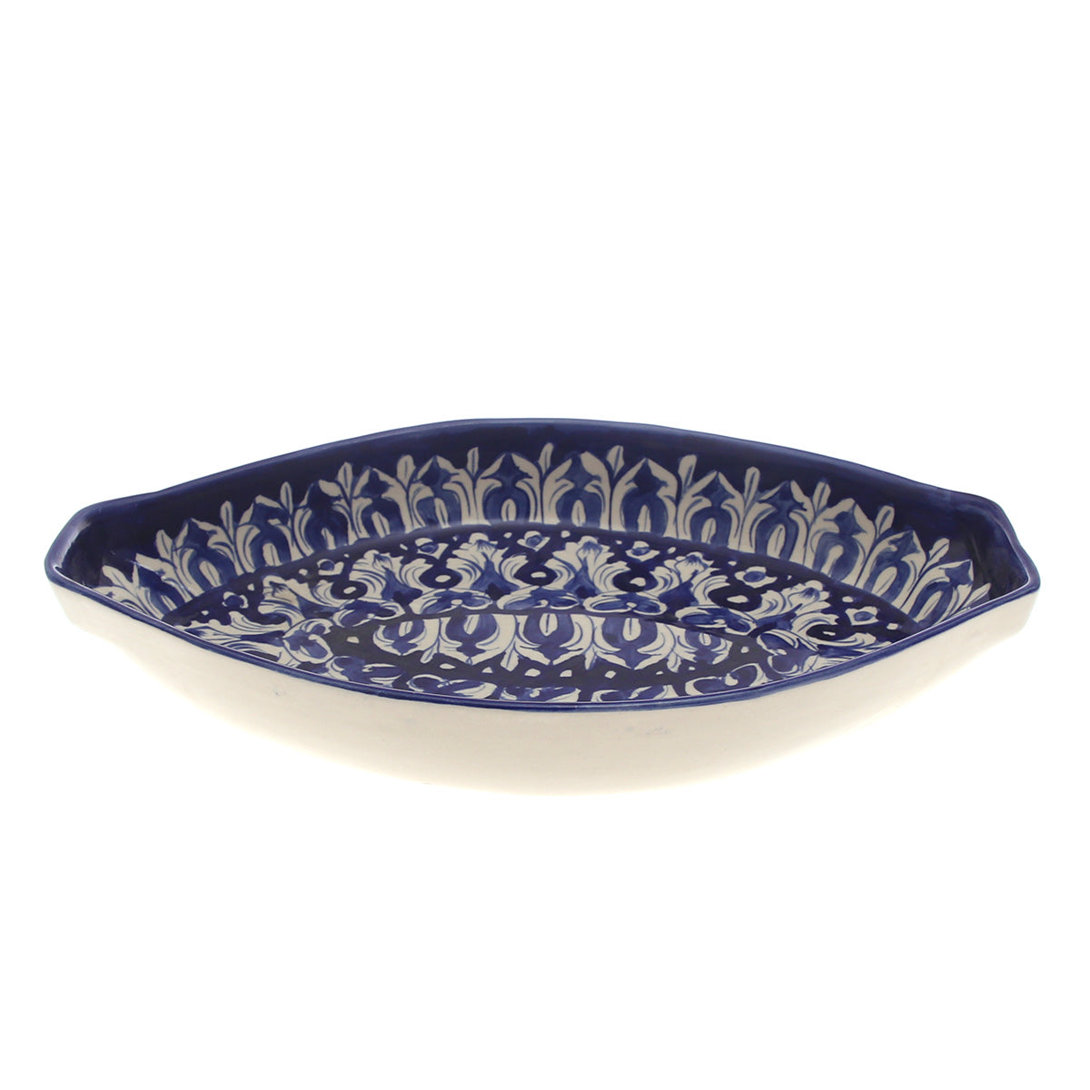 Blue Pottery Fish Platter – Handcrafted Ceramic Serving Dish (Medium) - Habitt