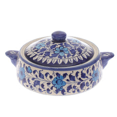 Blue Pottery Handle Handi with Lid – Medium Size Handcrafted Ceramic Serving Bowl (Multi-Design)