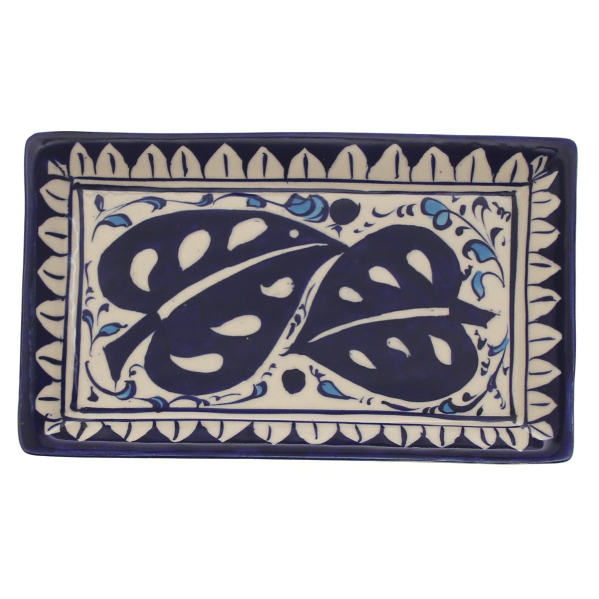 Blue Pottery Rectangle Platter – Small Handcrafted Ceramic Serving Tray (2FF2 Design)