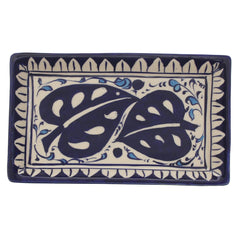Blue Pottery Rectangle Platter – Small Handcrafted Ceramic Serving Tray (2FF2 Design)