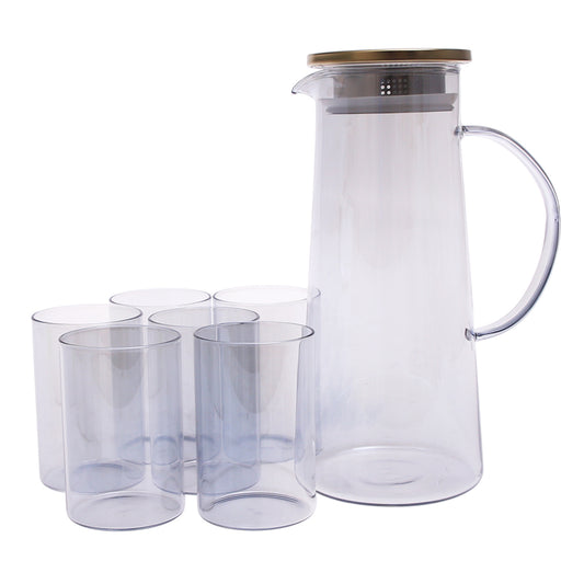 7-Piece Smoke Glass Water Set with Pitcher &amp; Tumblers – GPH27/L7 HA-HB-HS