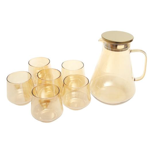 7-Piece Amber Glass Water Set with Pitcher &amp; Tumblers – GPH78/L7 HA-HC-HS