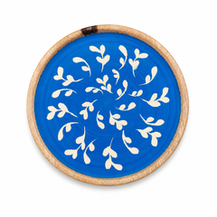 Blue Bloom Single Coaster Naqshi Art White Butti Small – Decorative Table Coaster