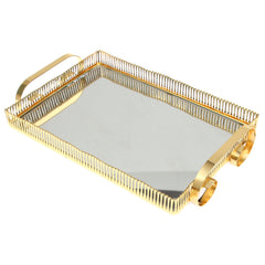 Golden Rectangular Iron &amp; Glass Decorative Tray