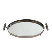 Grey Oval Iron &amp; Glass Decorative Tray - Habitt