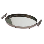 Grey Oval Iron &  Glass Decorative Tray – D2630-B - Habitt