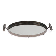 Grey Oval Iron &  Glass Decorative Tray – D2630-B - Habitt