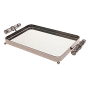 Grey Rectangular Iron & Glass Decorative Tray – D2629-C - Habitt