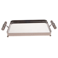 Grey Rectangular Iron & Glass Decorative Tray – D2629-C