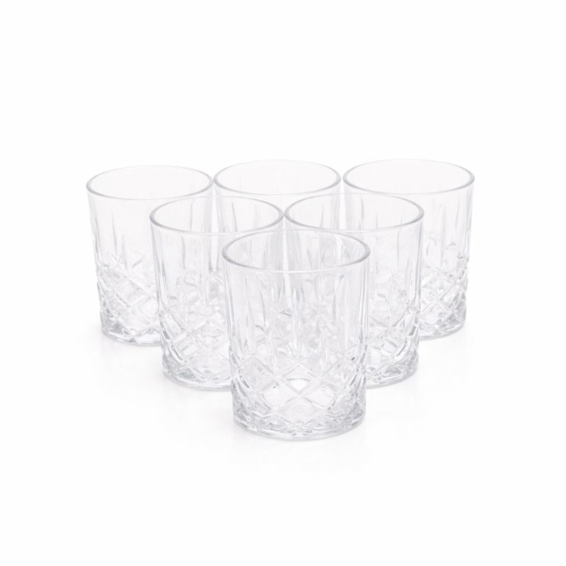Crystal-Style Glass Tumbler Set – 6 Pieces Elegant Drinking Glasses - Habitt
