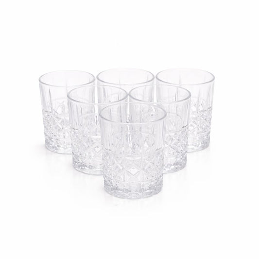 6-Piece Crystal-Style Tumbler Set – Elegant Textured Drinking Glasses for Water, Juice & Cocktails - Habitt