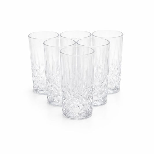 6-Piece Crystal-Style Tumbler Set – Elegant Highball Glasses for Water, Juice & Soft Drinks