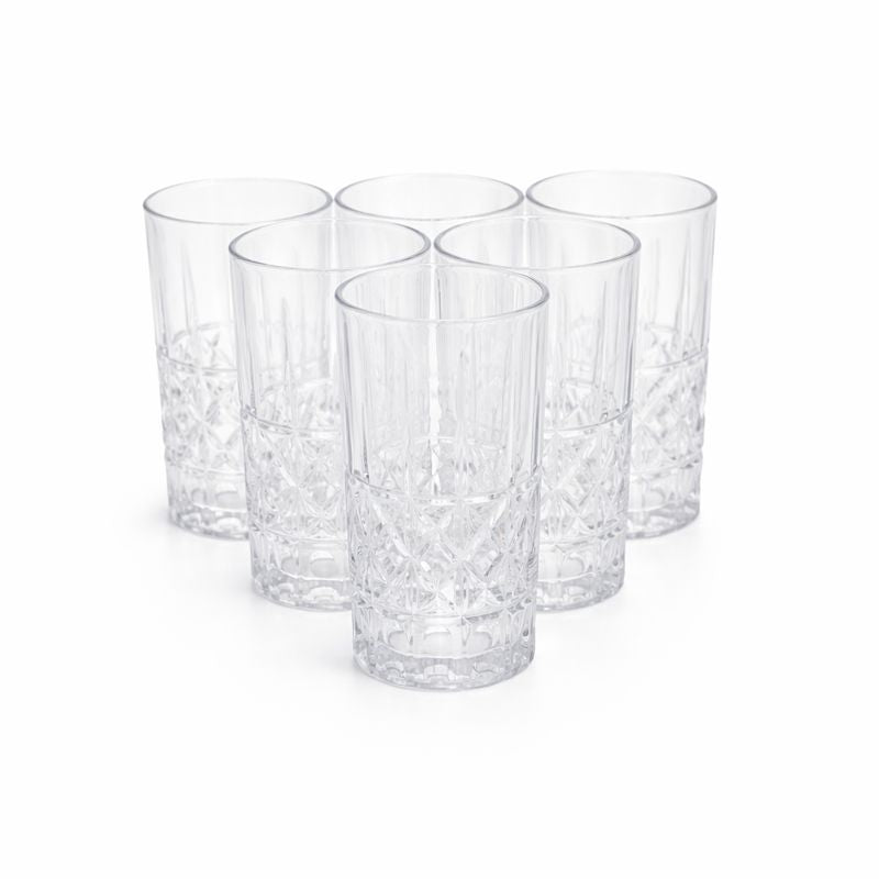 6-Piece Crystal-Style Tumbler Set – Classic Textured Drinking Glasses for Water, Juice & Cocktails - Habitt