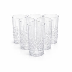 6-Piece Crystal-Style Tumbler Set – Classic Textured Drinking Glasses for Water, Juice & Cocktails - Habitt