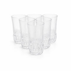 6-Piece Tall Textured Tumbler Set – Modern Clear Drinking Glasses for Water, Juice & Cocktails - Habitt