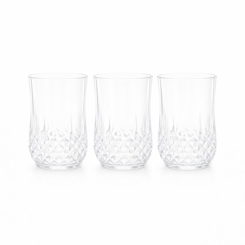 3-Piece Crystal-Style Tumbler Set – Clear Textured Drinking Glasses for Water, Juice & Cocktails - Habitt
