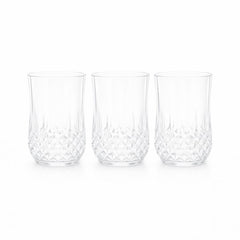 3-Piece Crystal-Style Tumbler Set – Clear Textured Drinking Glasses for Water, Juice & Cocktails - Habitt