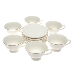 12 PCS Cups & Saucers Set – White Tea Cup Set for Serving