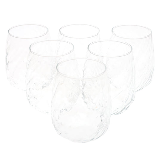 Diamond Tumbler Glass – 490 ml Clear Drinking Glass Set of 6