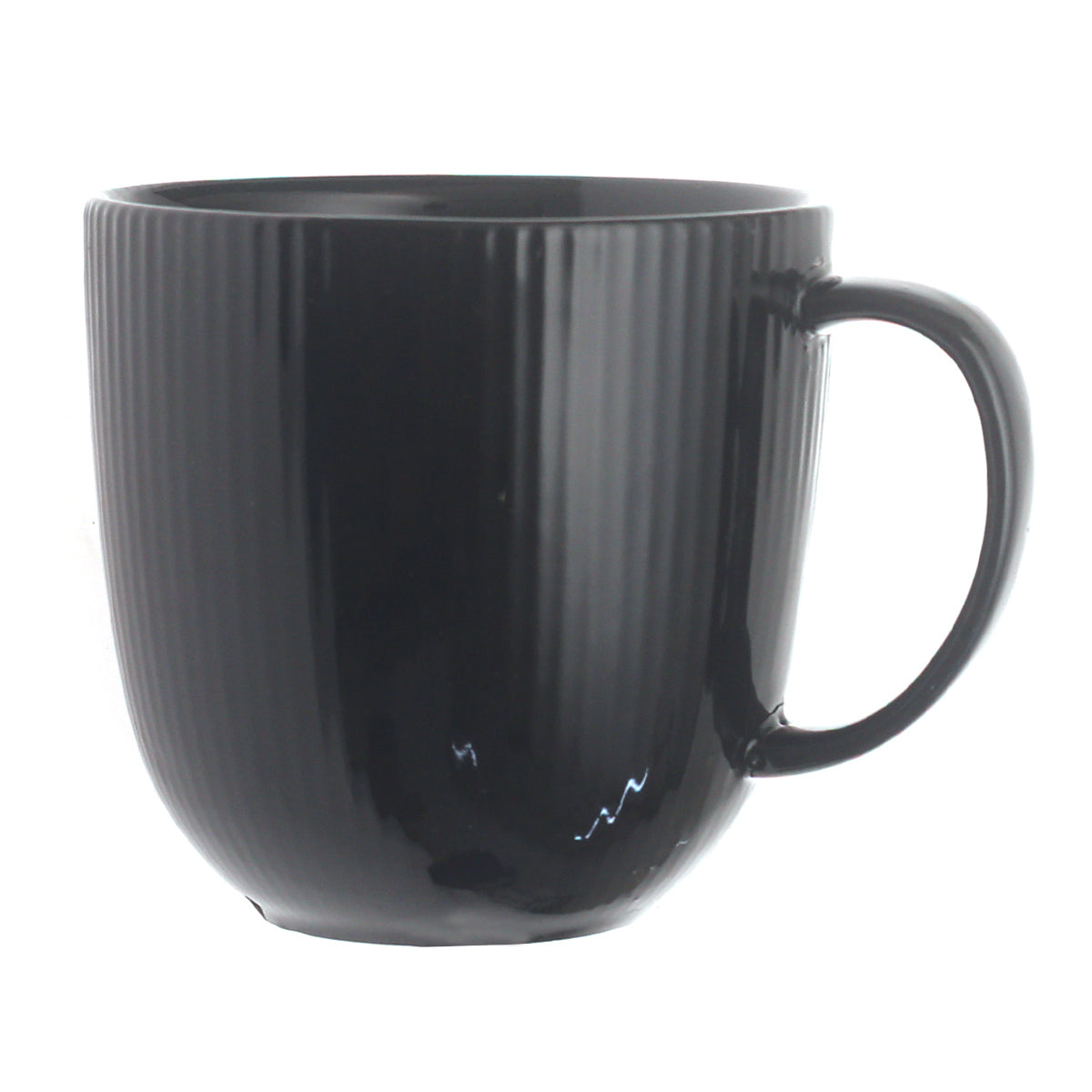 Color Line Large Black Mug – Ribbed Ceramic Coffee & Tea Mug - Habitt