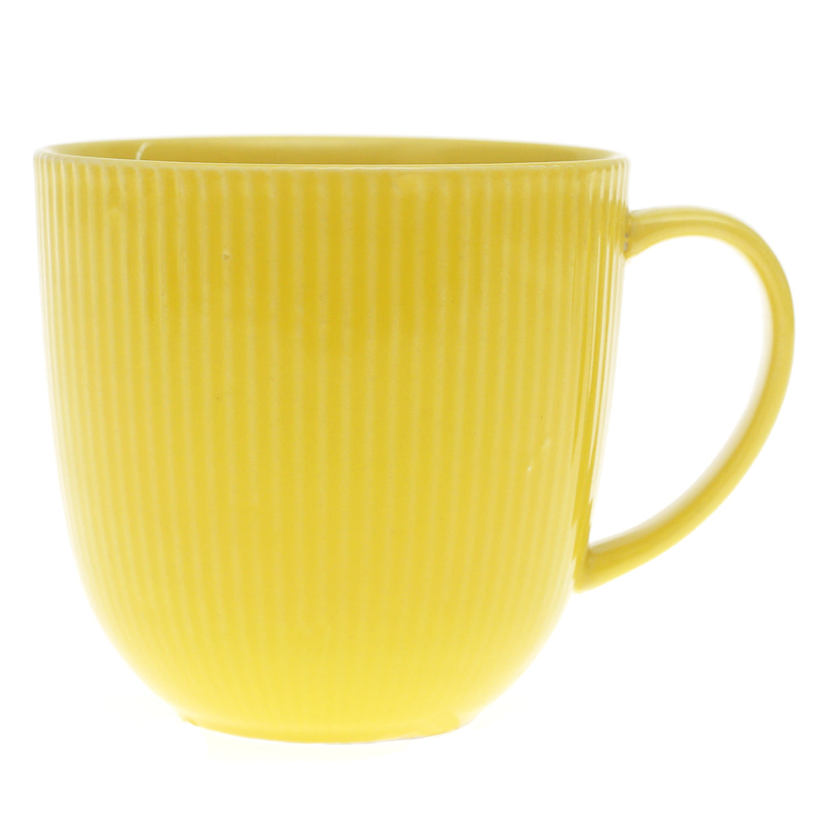 Color Line Large Yellow Mug – Ribbed Ceramic Coffee Tea Mug
